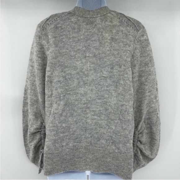 3.1 Phillip Lim | Light Grey Melange Alpaca Blend Shirred Sleeve Cardigan | XS - Picture 8 of 12